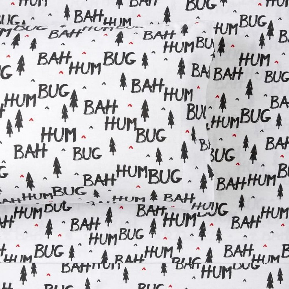Pottery Barn Teen Bah Humbug Flannel Sheet Set NWT